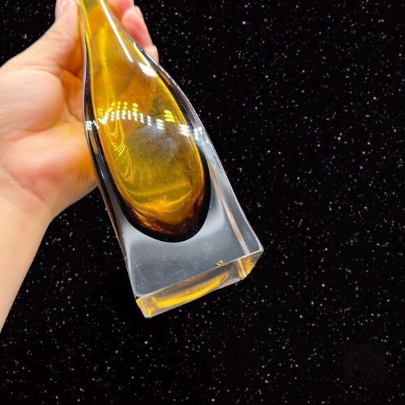 Bo Borgstrom Jack In The Pulpit Vase Aseda Glasbruk Swedish Glass Amber Clear - Picture 9 of 15